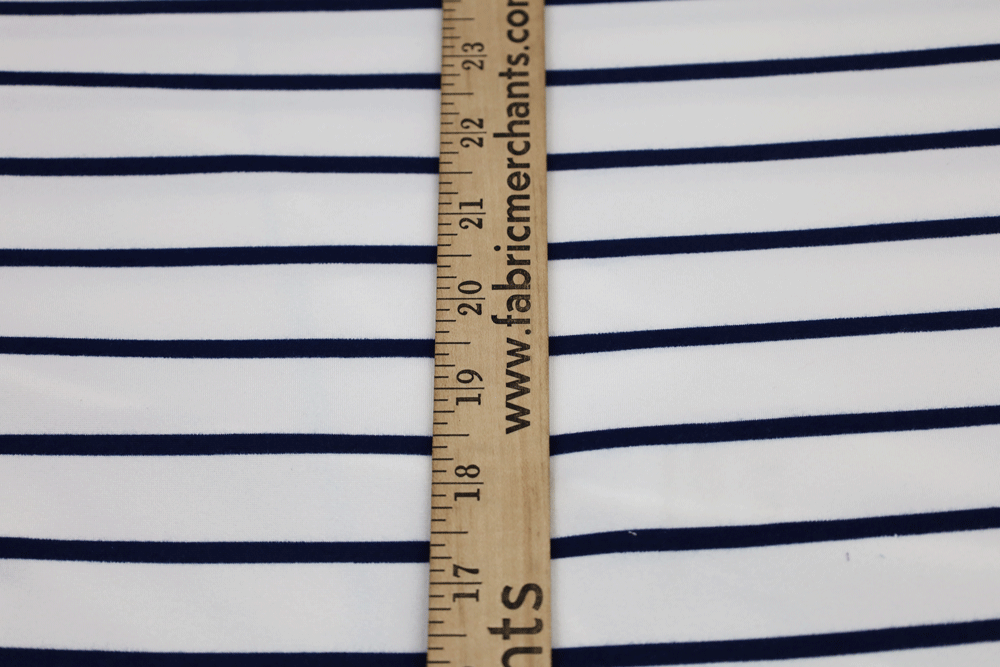 Double Brushed Stripe Ivory/Navy Knit 3 or 5 YARD REMNANT
