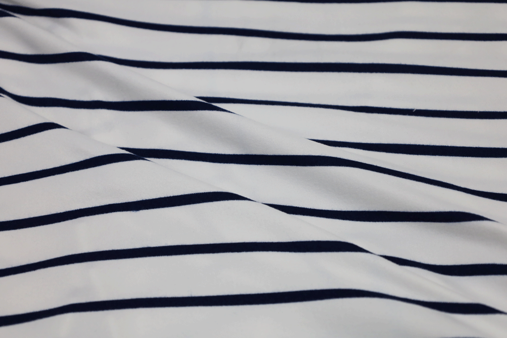 Double Brushed Stripe Ivory/Navy Knit 3 or 5 YARD REMNANT