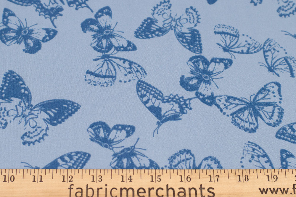 Double Brushed Butterfly Blue Print 3 YARD REMNANT